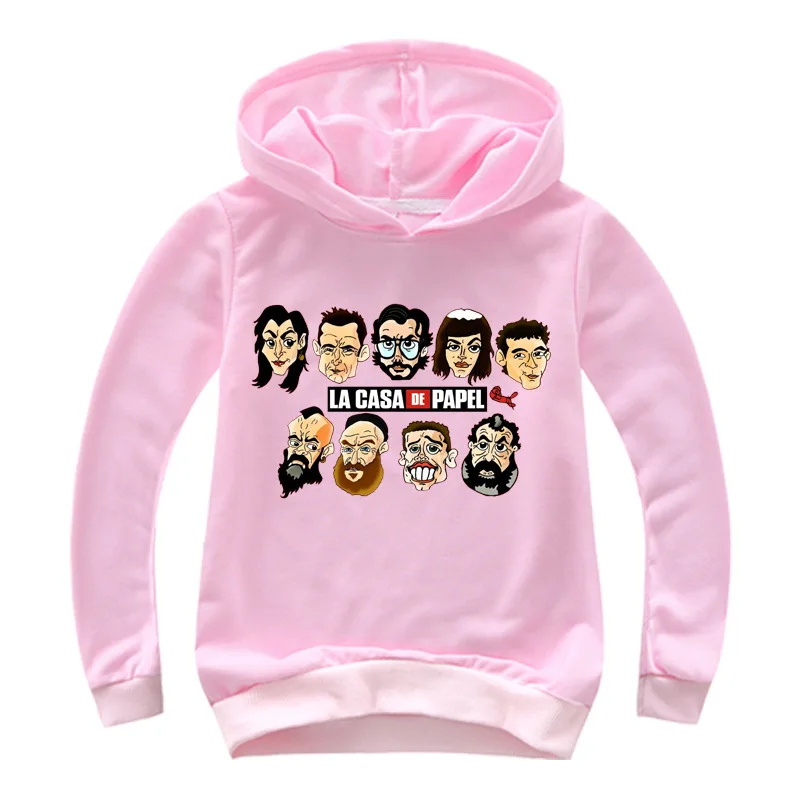 От 2 до 16 лет, модная La casa de papel, с оформлением в стиле человека деньги Heist с цифровым адресным интерфейсом маска пуловер худи для мальчиков и девочек толстовка с капюшоном в стиле «хип-хоп» Детский свитер