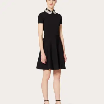 

New Magnolia Sequin embroidered baby collar dress women s early autumn short sleeve A line is thin