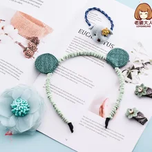 Тканевый комплект с медвежонком для его жены и девочки, Детские аксессуары для волос ручной работы, тематические резинки для волос, индивидуальная упаковка, ткань