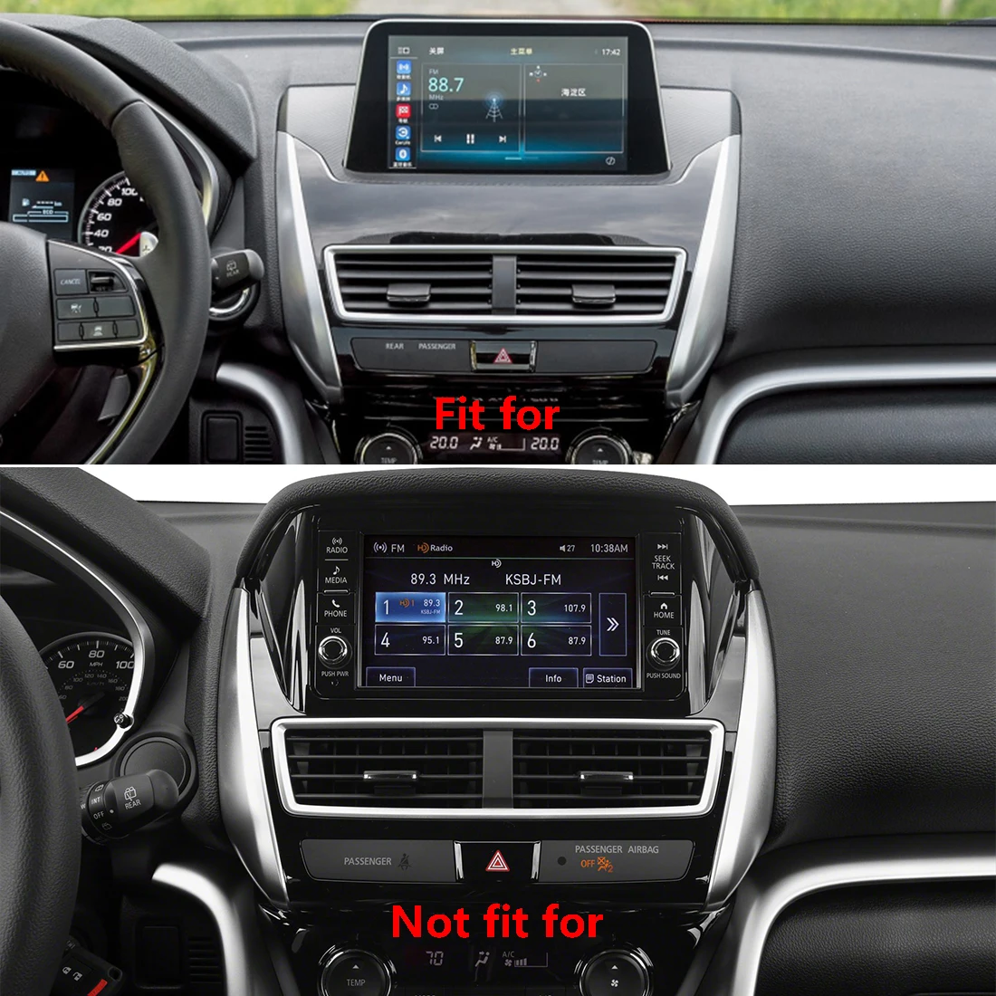 Углеродное волокно цвет внутренний центр навигации рамка Крышка для Mitsubishi Eclipse Cross ABS - Название цвета: Черный