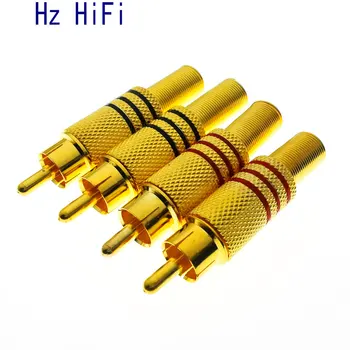 

4Pcs Red Black Gold Plated RCA Connector Plug Audio Male Connector With Spring Cable Protector