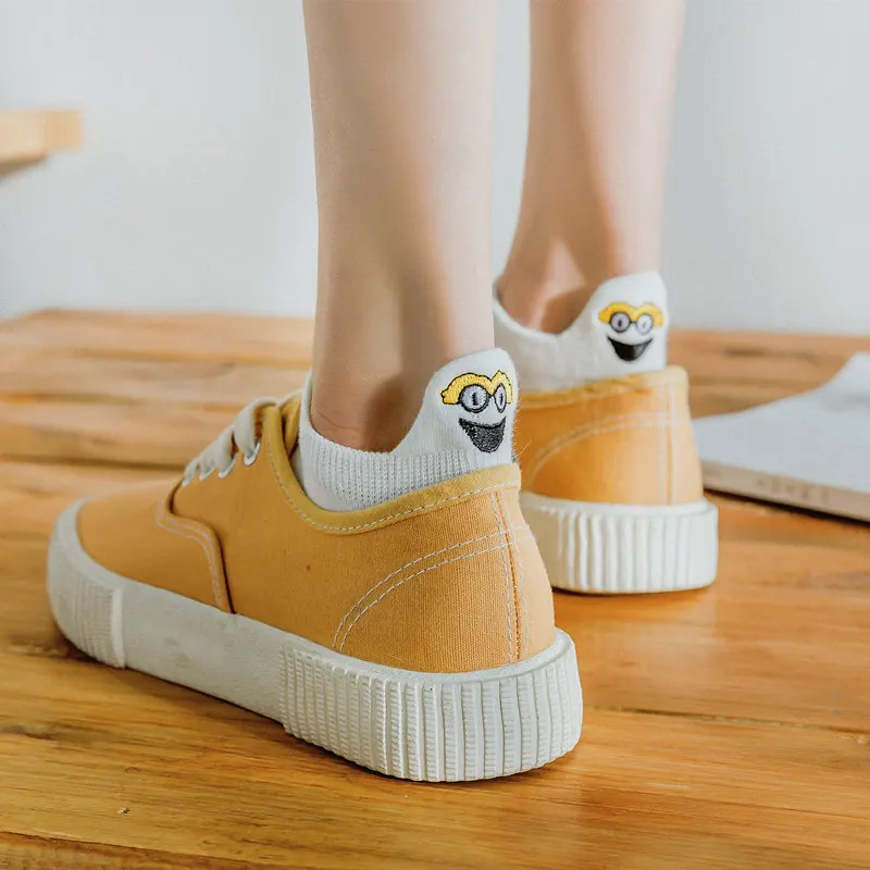Kawaii/женские носки с вышивкой, хлопковые носки kaos kaki wanita, женские рождественские подарки, 1 пара