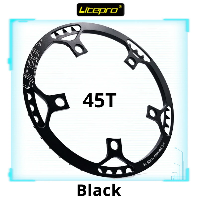 Litepro Сверхлегкий 130 BCD 45T 47T 53T 56T 58T A7075 сплав BMX цепное кольцо складной велосипед BMX цепное колесо велосипед шатун зуб дорога - Цвет: 45T Black