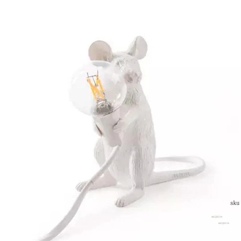 Italian Rat Table Lamp Nordic Bedroom Bedside Fixtures Mouse Lamp Wedding Deco Table Light Children's Gifts Golden Luminaria