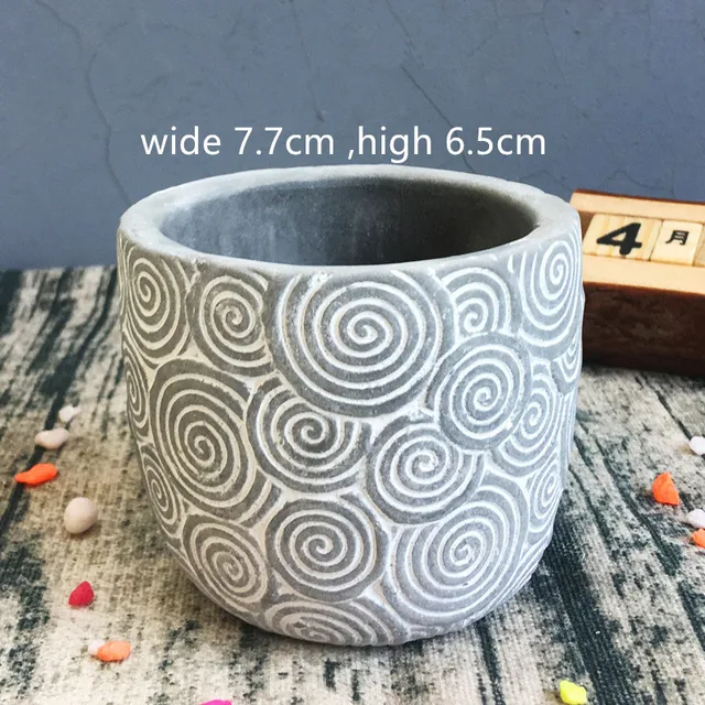 Small Cement Silicone Pot Molds Round Square Stone Planter Gardening Concrete Mold plum