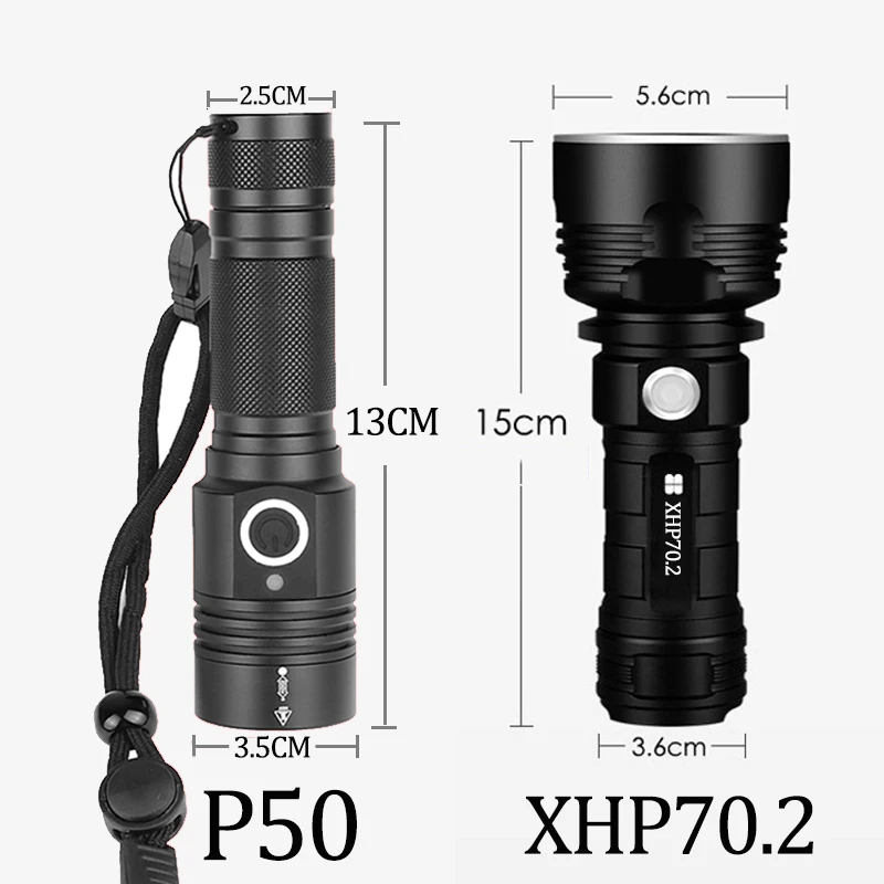 Супер мощный светодиодный фонарь XHP70.2, тактический USB фонарь xhp50, перезаряжаемый фонарь с батареей 18650 26650 для кемпинга, рыбалки