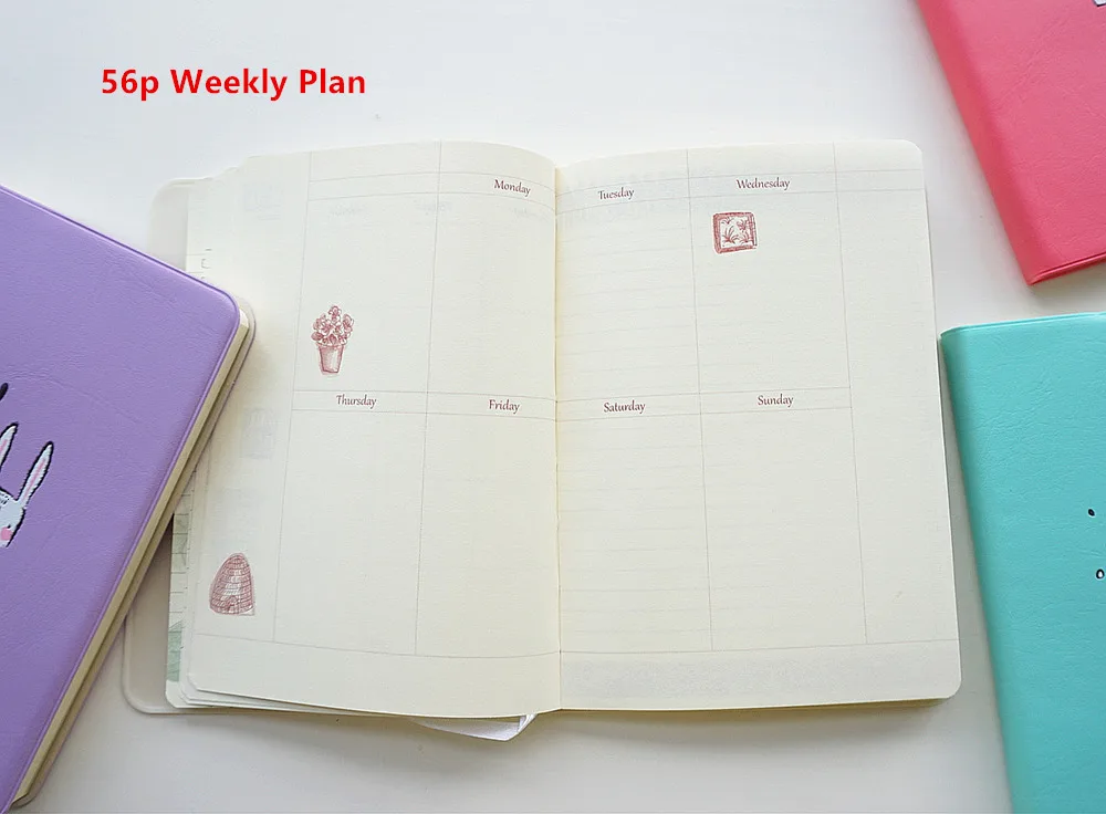 "Хорошее настроение" милый из искусственной кожи ежемесячный недельный планировщик на любой год дневник записная книжка