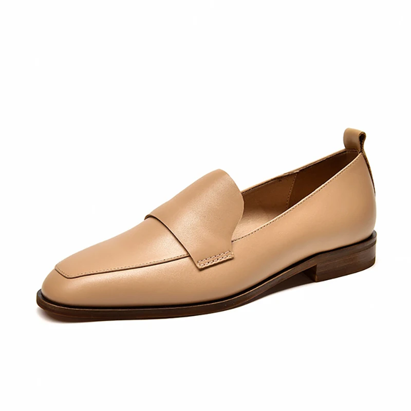 

2020 Spring And Summer New Square Head Loafers Thick Heel Retro British Style Small Leather Shoes Ladies Tide Flat Shoes Women