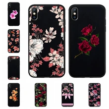 Сексуальная Мягкая Черная мягкая задняя чехол для iPhone 7 для телефона с цветочным узором 8 11 11Pro Plus X Xs XR XS Max Flower силиконовая лента A617(China)