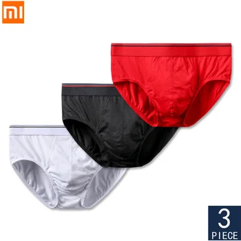 

3pcs Xiaomi Cotton Briefs Boxer Short Men's Mid-waist Casual Solid Underwear Men Simple Comfortable Breather Pants Male Panties