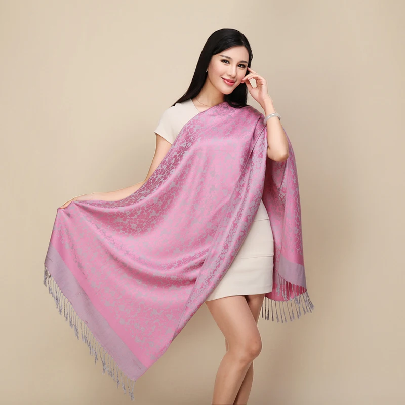 

Brand Designer New Woman Print Scarf Chinese Ethnic Style Flower Pattern Tassel Winter Warm And Soft Long Blanket Scarf Shawl