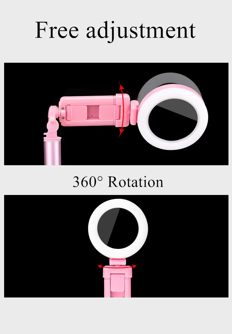 Регулируемый кольцевой светильник для селфи 1,7 м, Выдвижной Штатив для селфи, светодиодный кольцевой светильник для селфи с креплением для телефона, usb-разъем для штатива