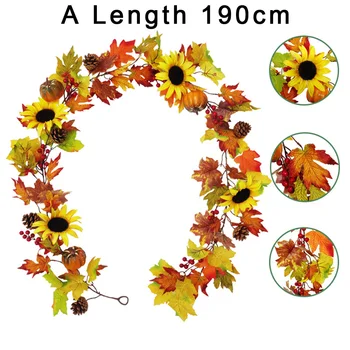 

190cm Wreath Artificial Garland Fall Offices Sunflower Weddings Thanksgiving