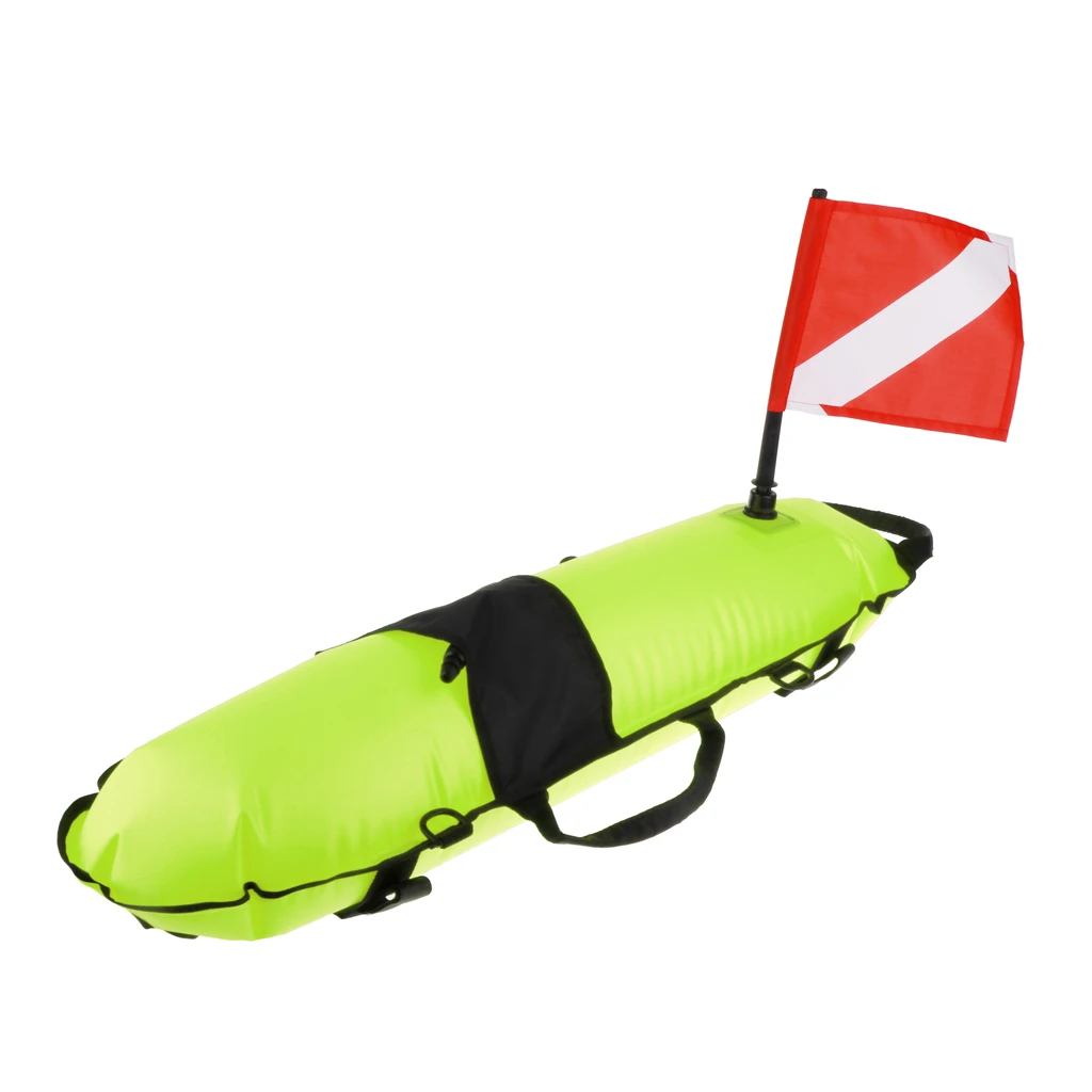 Pro Scuba Diving Inflatable Surface Marker Buoy Float with Dive Flag Snorkeling Freediving Safety Equipment