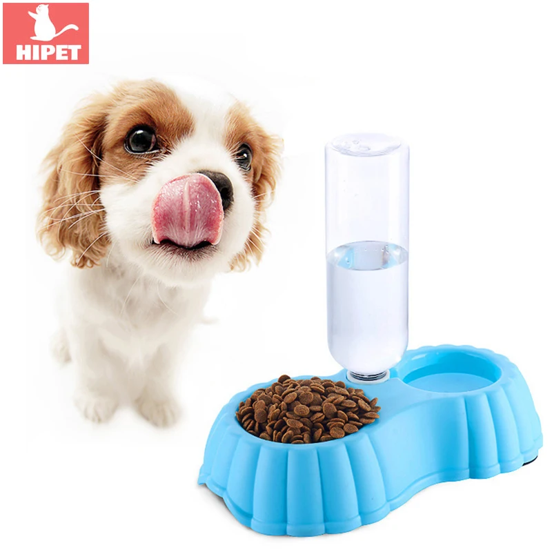 

Plastic Food Dish Bowl For Dog Cat Automatic Dual Port Ordinary Bottles Replaceable Pet Small Dogs Drinking Bowl Water Fountain