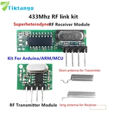 Tiktango 433mhz superheterodyne rf receptor e módulo transmissor para arduino uno módulo sem fio kit diy 433mhz controle remoto