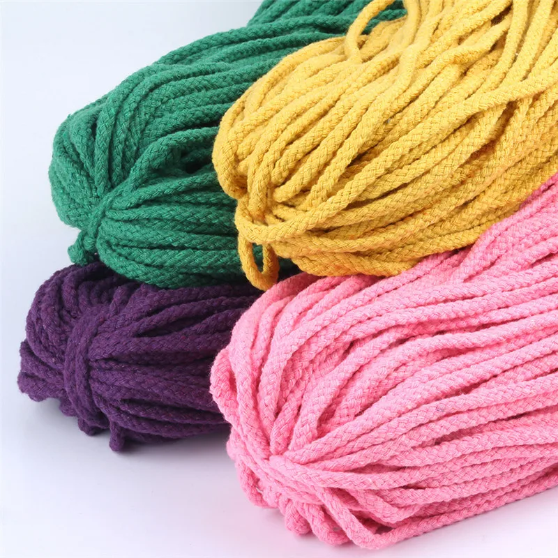 

5Meter/Lot 5mm Thick Colored Decorative Twisted Cord Rope Pure White Red Pink Green Black Knit Cord Corde Coton Decor Rope