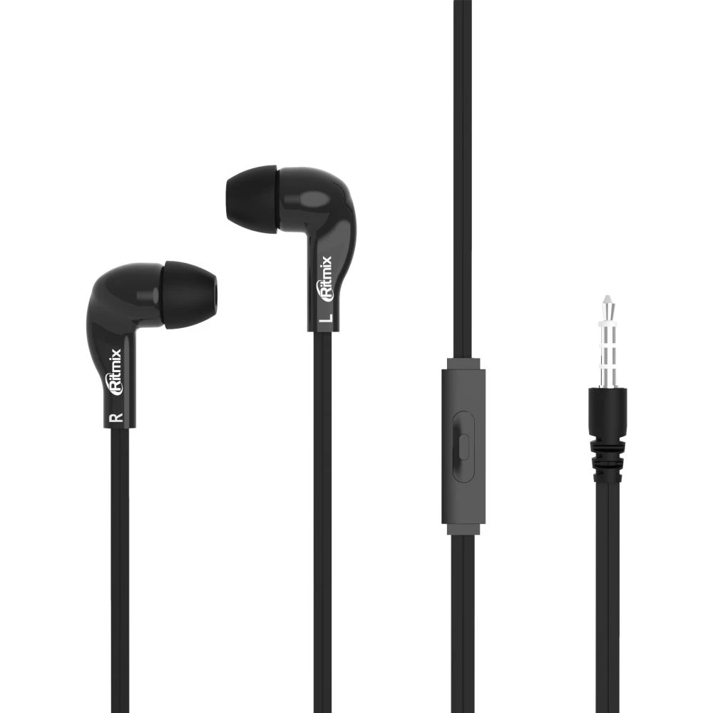 Гарнитура вкладыши Ritmix RH-004M 1.2м черный проводные