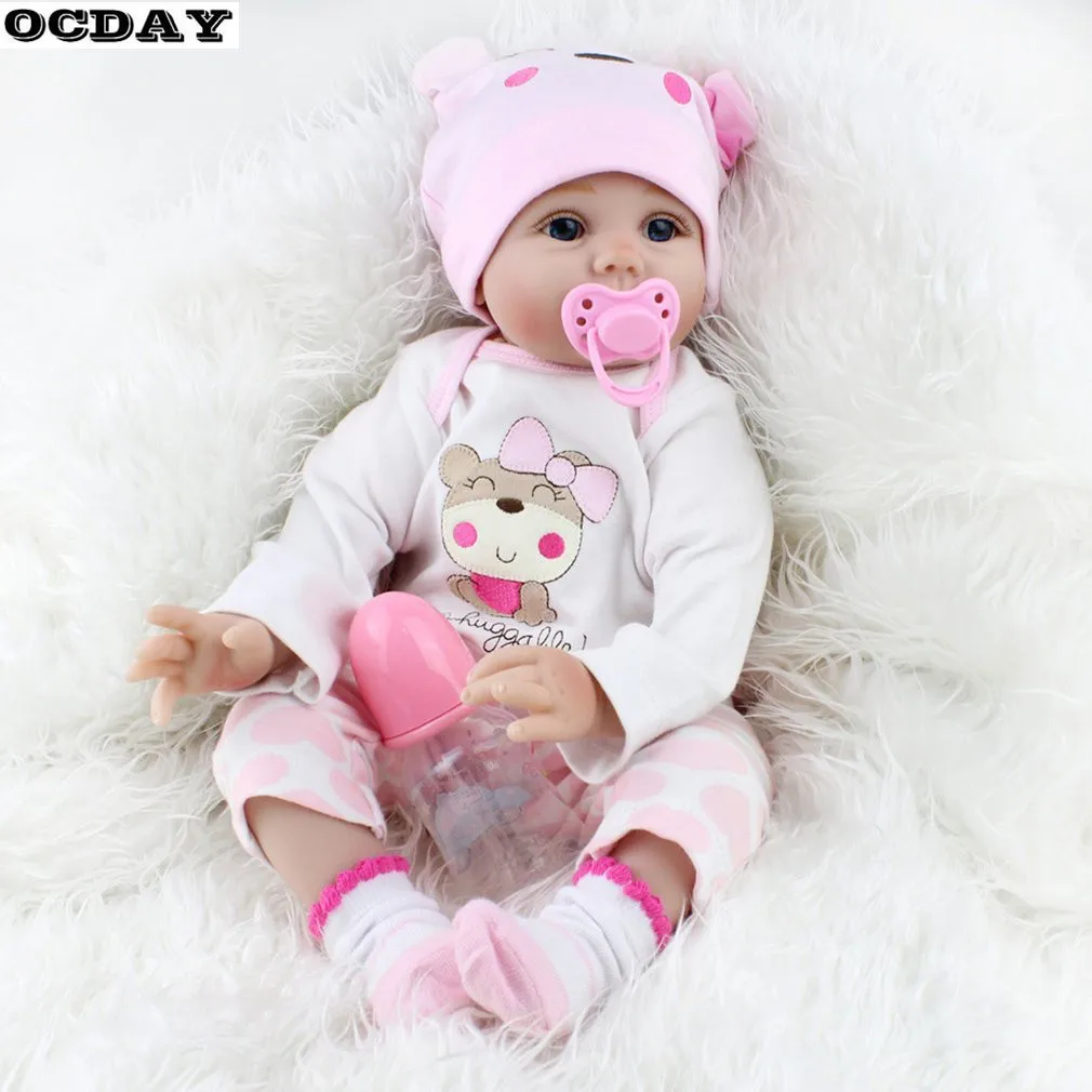 

55CM Soft Vinyl Reborn Baby Dolls Handmade Design Cloth Body Silicone Lifelike Alive Babies Doll Toys For Kids Christmas Girls