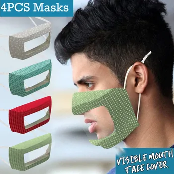 

4PCS Fashionable Reusable Smile Communicator Face Mask With Clear Vinyl Mouth Expression Lip Reading Mask mascarillas tapabocas