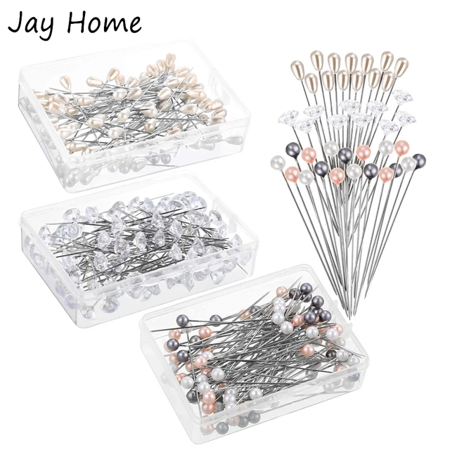 100pcs Pearl Head Pins Crystal Head Corsage Sewing Pins Straight