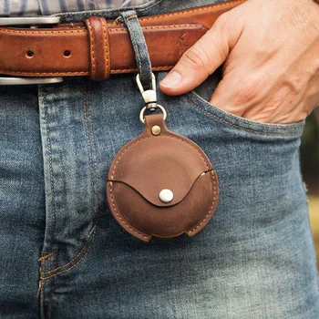 

PU Leather Solid Anti Lost Protective Cover Wear Resistant With Keychain Earphone Case Shockproof Accessory For Freebuds 3