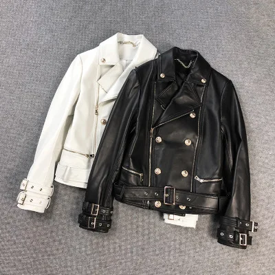 

2020 Women Spring Genuine Real Sheep Leather Jacket E38
