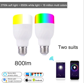 

Smart WiFi Light Bulb RGB DAYLIGHT WARM SOFTWHITE Magic Lamp Wake-Up Lights Compatible with Alexa and Google Assistant Dropship