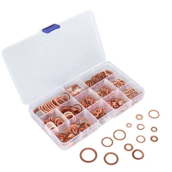 

280PCS/Box M5-M20 O-ring Copper Gasket Flat Washer Oil Blocking Tool Hardware Accessories Kits