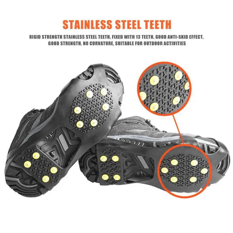 

Durable Studs Shoe Cover Not Easy to Damage Crampons Climbing Anti Slip Shoes Cover 10 Studs Snow Shoe Spiked Grips Cleats