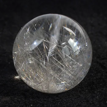 

Natural Rutile Crystal Sphere Healing Silver Needles Clear Quartz Stone Wicca Home Decoration Spirit Meditation Feng shui Gift