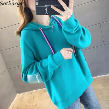 

Hoodies Women 2020 New Female Large Size Student Loose Solid Long Sleeve Hooded Thin Womens Sweatshirts Chic Casual Streetwear