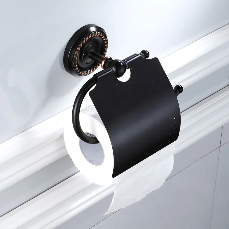 

Black And White with Pattern Sanitary Ware Hardware Accessories Black Bronze Tissue Holder American-Style Roll Stand Brass Mater