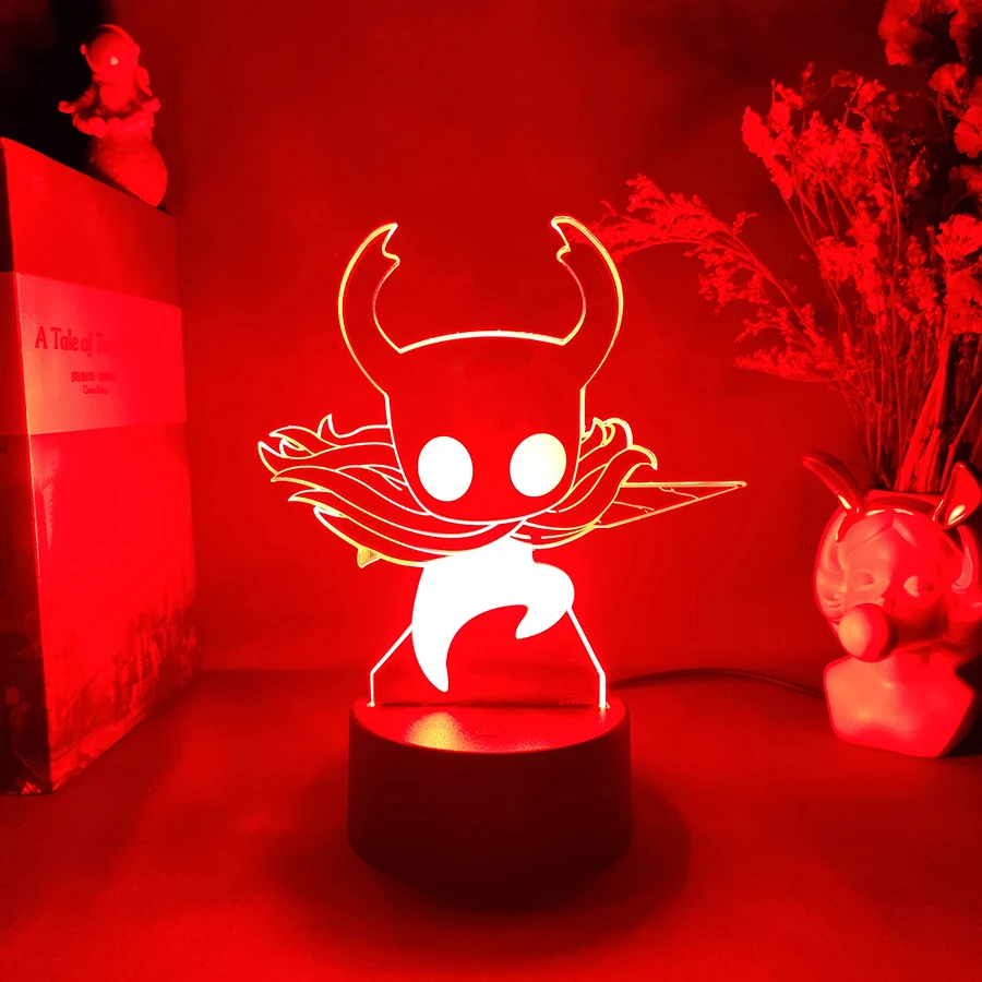 dinosaur night light Hollow Knight Figurine Player Hornet DIY Drawing Art Laser Engraved Acrylic Upward Lighting LED Sensor Lights Computer Desk Lamp Night Lights