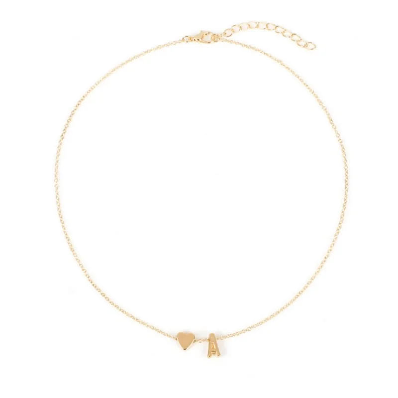 1PC Tiny Heart Dainty Initial Necklace KC Gold Color Letter A-Z Name Choker Necklace For Women Pendant Jewelry Gift