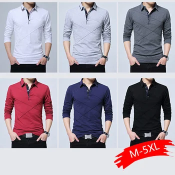 

Brand T Shirt Men Long T-shirt Turn-down Stripe Designer T-shirt Slim Fit Loose Casual Cotton T Shirt Male Plus Size