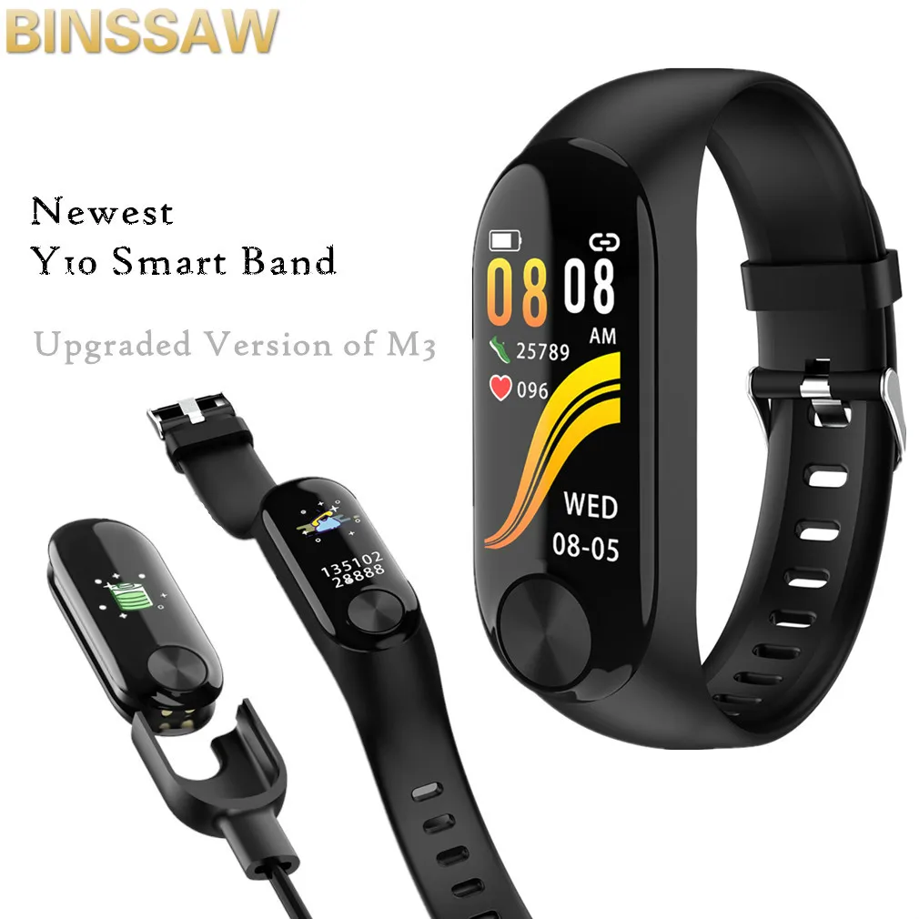 

Smart BINSSAW Y10 Armband Farbe Bildschirm 85 mah Herz Rate Blutdruck Monitor Armband Info Erinnerung Smart Armband vs M3 + BOX