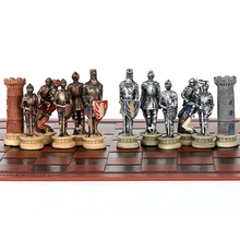 Conjunto de xadrez idade média cavaleiro batalha tema xadrez setportable viajar inteligência jogo xadrez conjunto luxo temático xadrez
