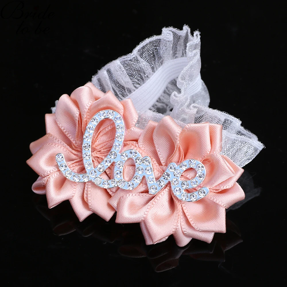

1 PC Wedding Bridesmaid Bracelet Shinning Love Corsage Brooch Polyester Ribbon Flowers Bow Bridal Gift Wrist Floral Bracelet Set