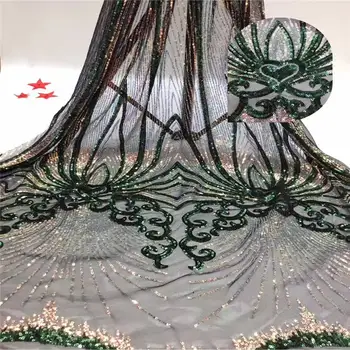 

Purple Sequins Lace Fabric High Quality African Evening Dress Fabric 2019 New Design Nigeria Sequined Embroidered Mesh Tulle Lac