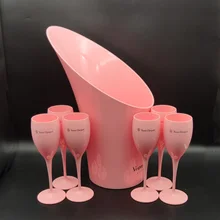 Girls Pink Plastic Acrylic Champagne Ice Bucket Wine Champagne Flute and Glass Buckets Wine sets