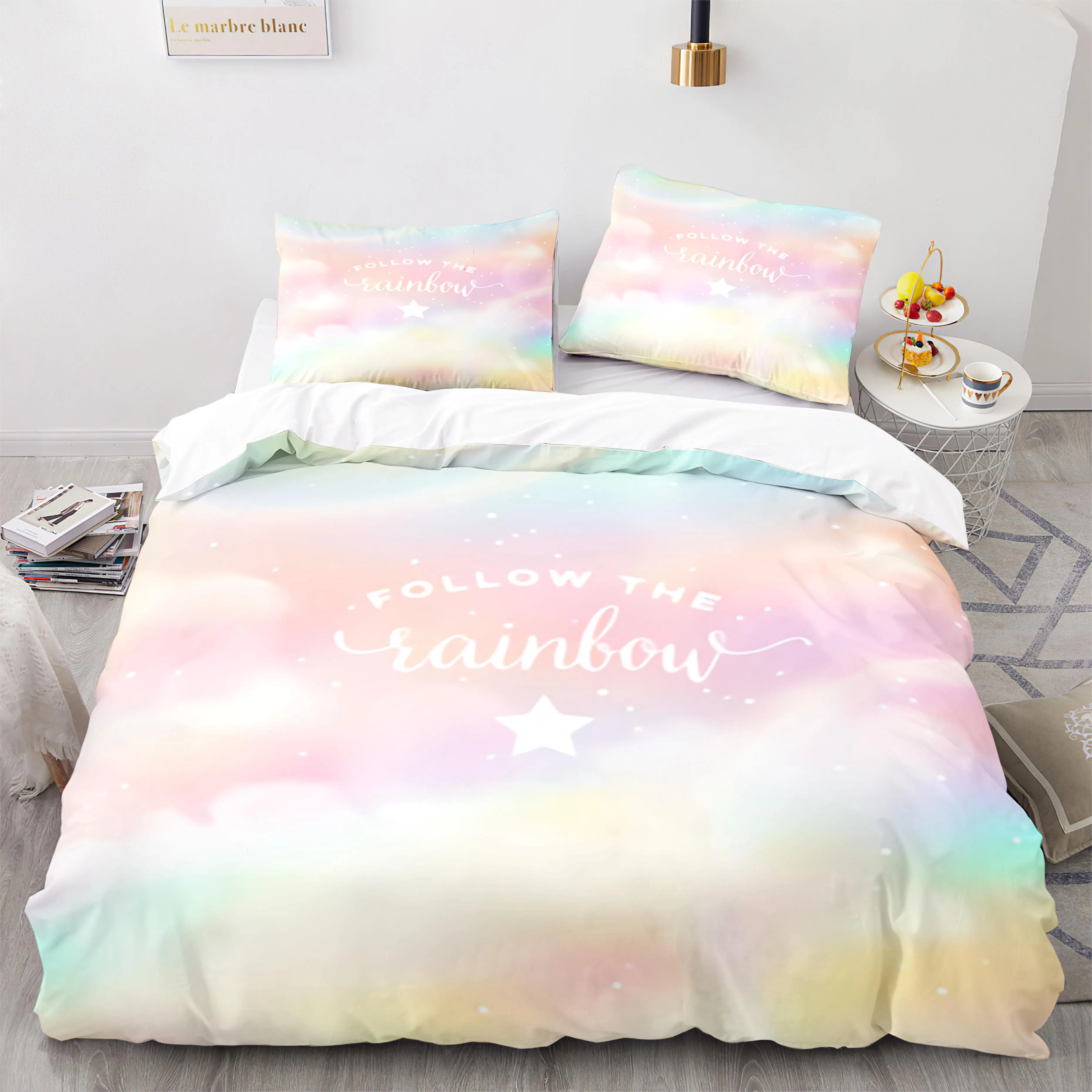 

Colorful Rainbow Bedding Set Single Twin Full Queen King Size Rainbow Bed Set Children's Kid Bedroom Duvetcover Sets 3D Print 11