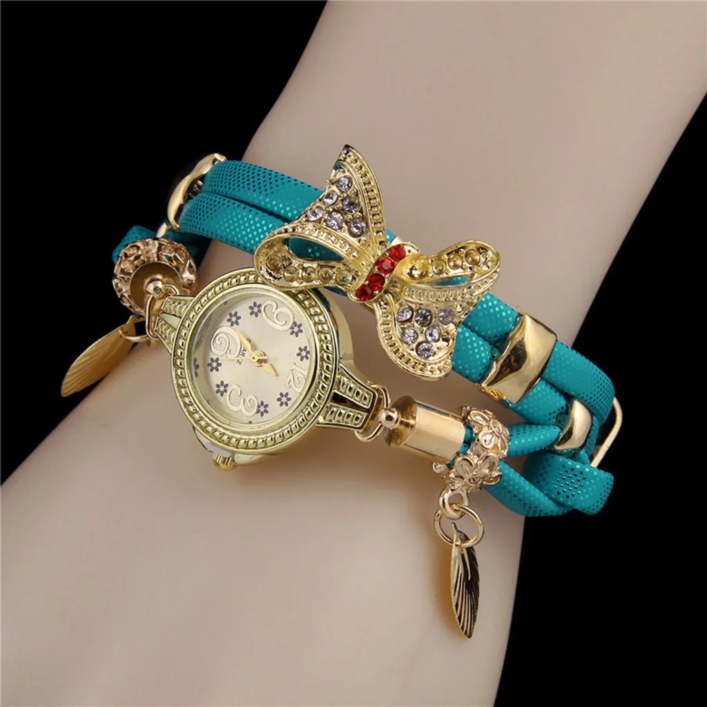 2021 New Watches Butterfly Retro Rhinestone Bracelet Watches Women Lovely Wedding Quartz Watches Часы Женские Наручные