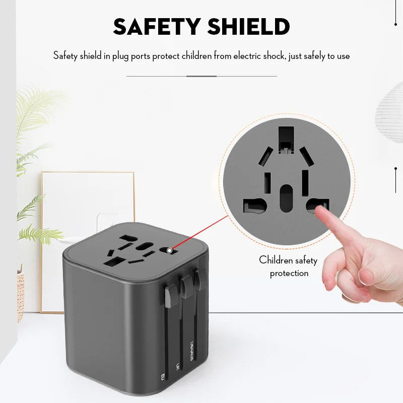 Все-в-одном Международный дорожный переходник 5 в 3,4 А 2 USB+ type C зарядка вилка и вилка конвертер адаптер переменного тока для США/ЕС/Австралии/Великобритании
