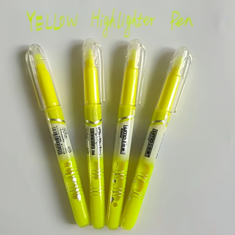 4 unids/set amarillo rotulador subrayador de Color papelería fluorescente marcador de pintura pluma de dibujo pluma marca Oficina escuela suministros