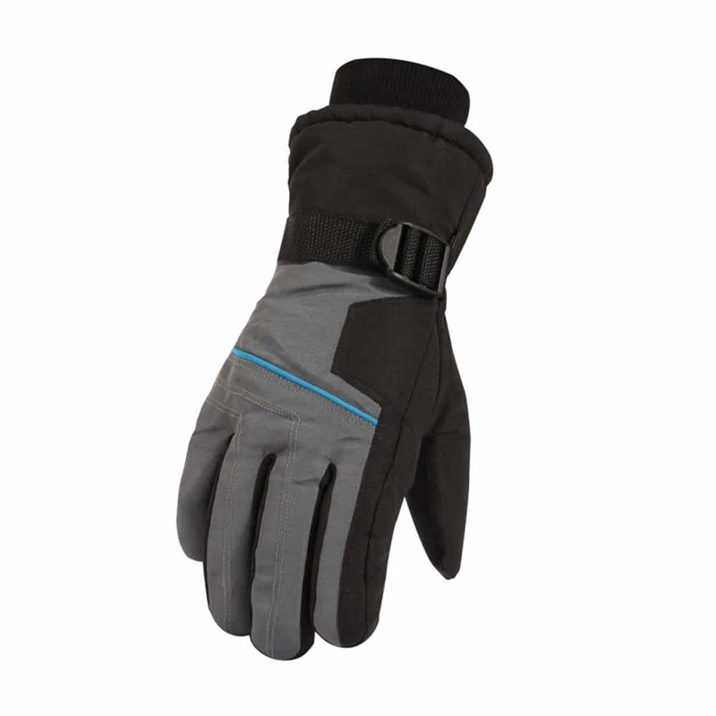 Winter Skiing Gloves Men Full Finger Thick Water Resistant Thermal Handwear Outdoor Riding Cycling Gloves - Color: Grey