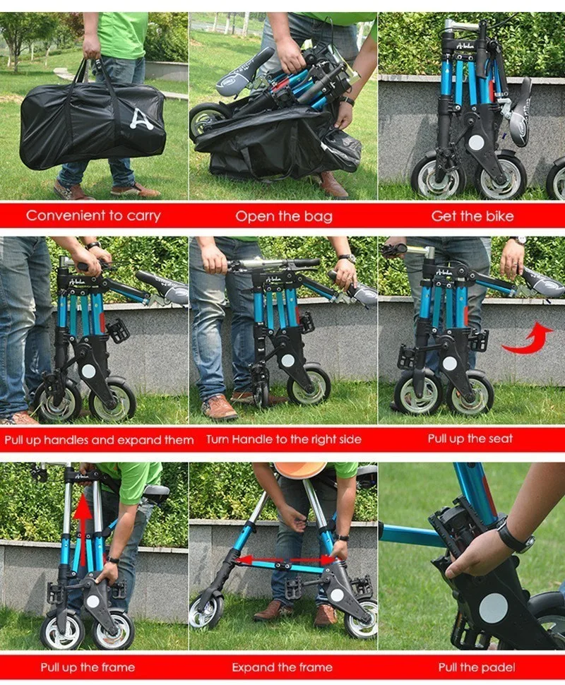 City Elf Bike 8 / 10 Inch Aluminum Alloy Ultra Light Mini Folding Bicycle Shopping Subway Travel Portable Pocket Unisex Cyclling