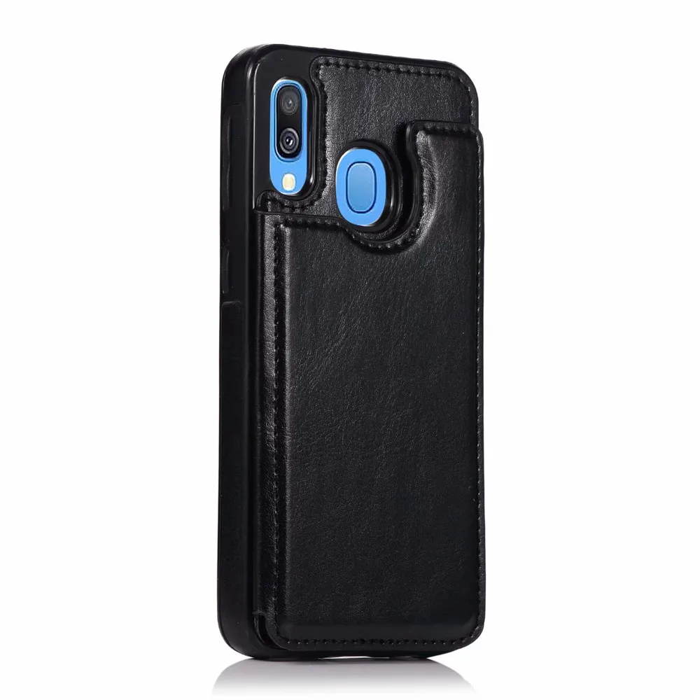 Black Чехол для телефона для samsung Galaxy A10 A20 A30 A40 A10S A20S M10 A10E A20E чехол роскошный защитный чехол-книжка из искусственной кожи через плечо на магнитной застежке-сумочка для мобильного телефона - Цвет: Black