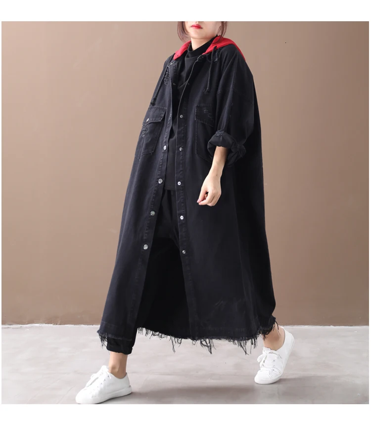 Max LuLu осенняя одежда модные корейские роскошные женские джинсовые тренчи женские с капюшоном Большие винтажные длинные ветровки