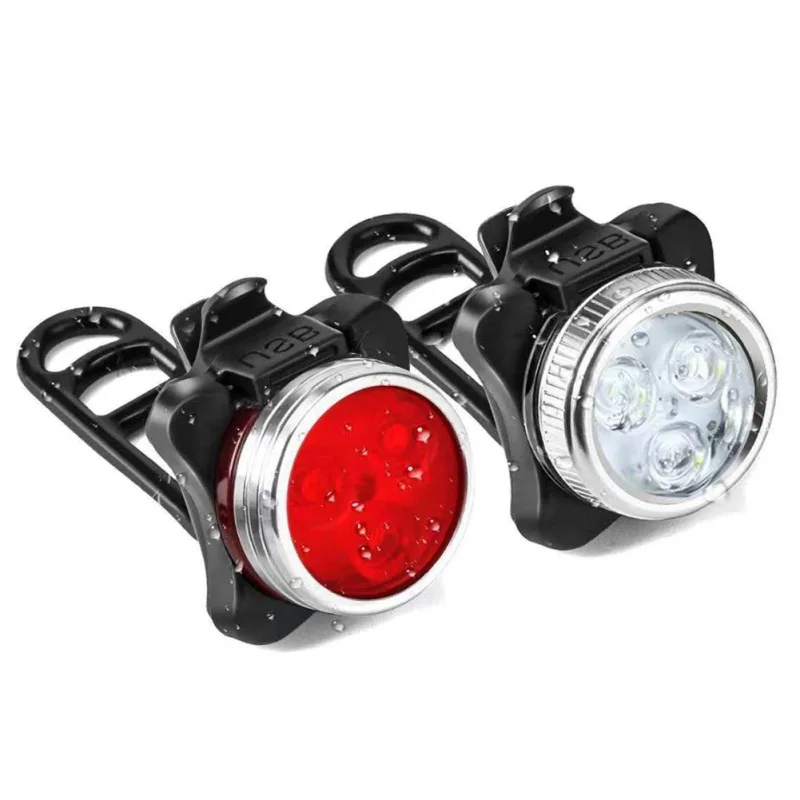 

2pcs USB Rechargeable Bike Headlight Taillight Bicycle Rear Tail Light Safety Warning Waterproof Bright LED Cycling Lamp